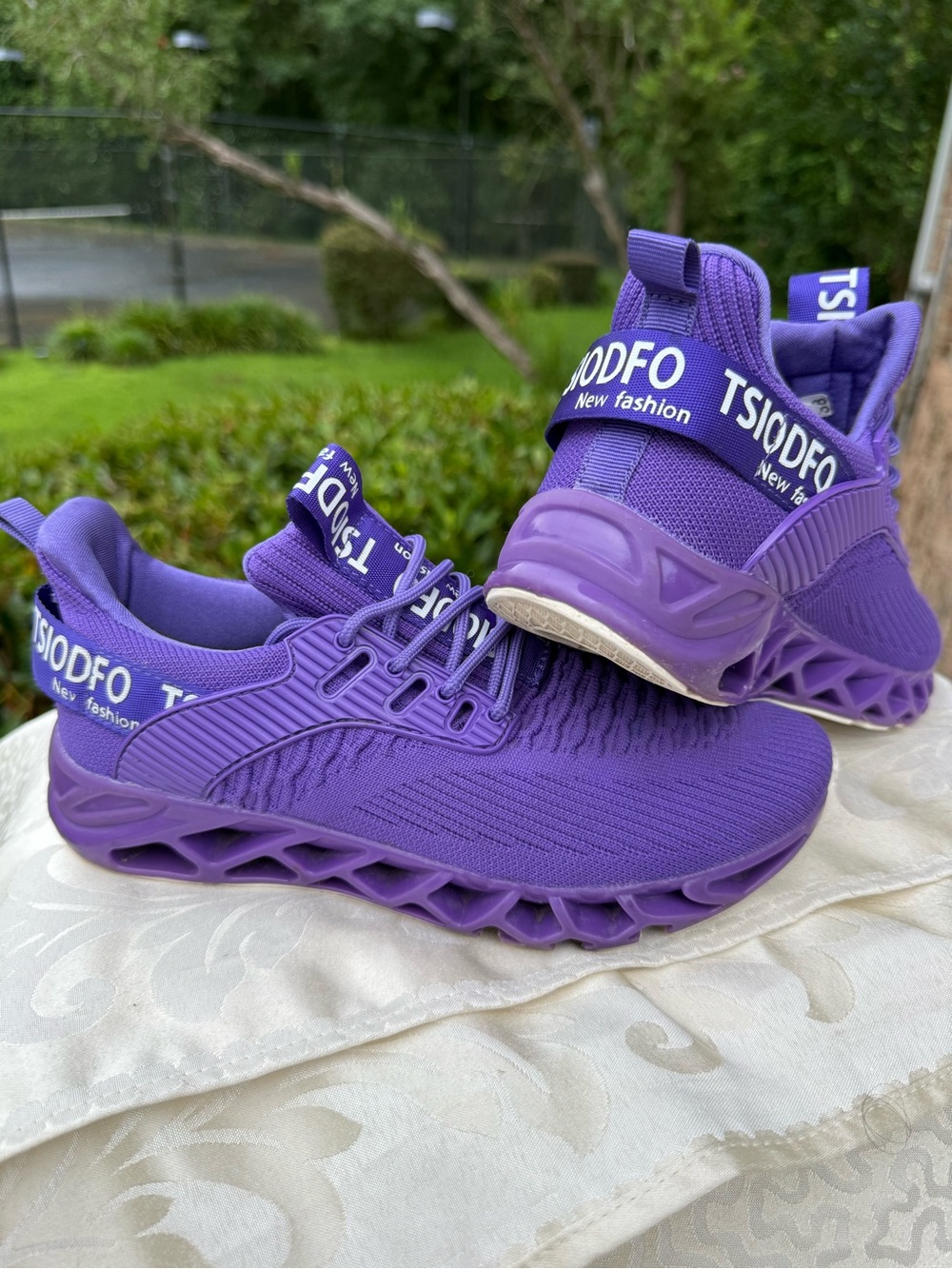 💜TSIODFO Women’s Purple Knit Sneakers Chunky Sole Athletic Walking Shoes 6.5